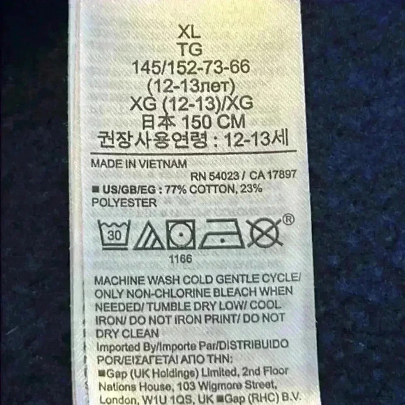 GAP Girls Sweatshirt Size XL Navy Blue Cotton/Polyester Blend Crew Neck - Picture 5 of 7